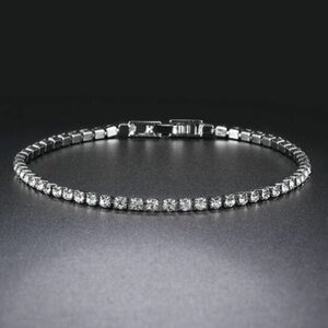 2.5mm Zirconia Tennis Bracelet for Women Crystal Tennis Thin Chain Bracelet